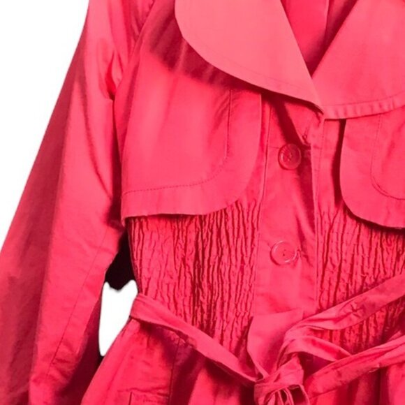 Vero Moda Coral Trench Coat Jacket Fit Flare Belt Pockets Slimming Lined Waist M - Picture 10 of 15